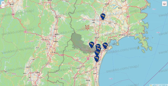 宮城県のカラオケBanBanの店舗地図