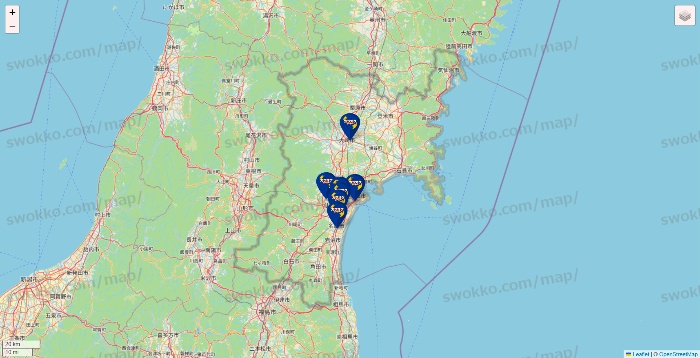 宮城県のカラオケBanBanの店舗地図