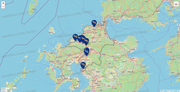 福岡県のカラオケBanBanの店舗地図