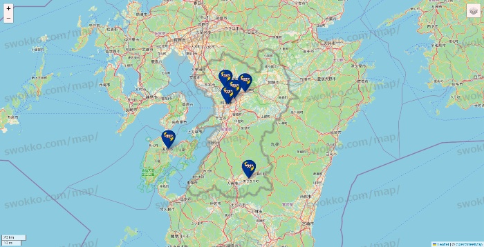 熊本県のカラオケBanBanの店舗地図