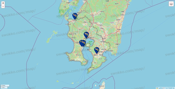 鹿児島県のカラオケBanBanの店舗地図