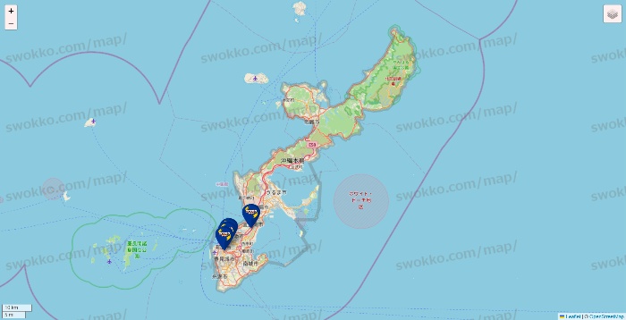 沖縄県のカラオケBanBanの店舗地図