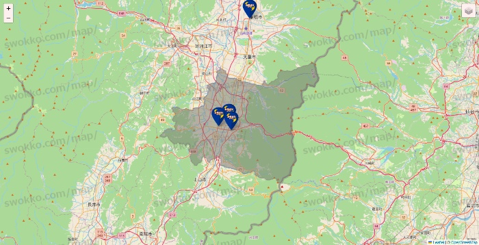 山形県のカラオケBanBanの店舗地図