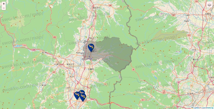 山形県のカラオケBanBanの店舗地図