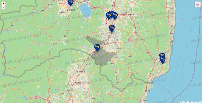 福島県のカラオケBanBanの店舗地図