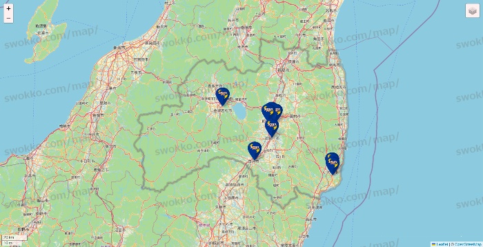 福島県のカラオケBanBanの店舗地図