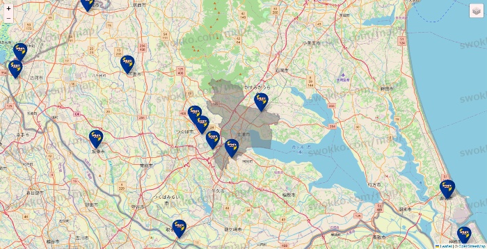 茨城県のカラオケBanBanの店舗地図
