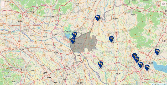 茨城県のカラオケBanBanの店舗地図