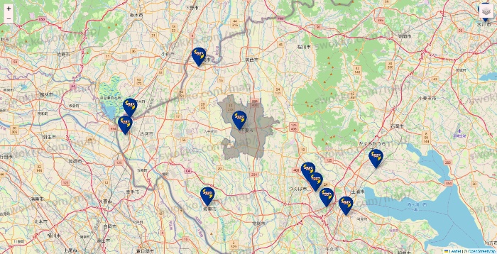 茨城県のカラオケBanBanの店舗地図
