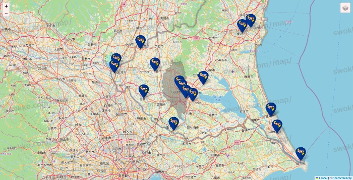 茨城県のカラオケBanBanの店舗地図