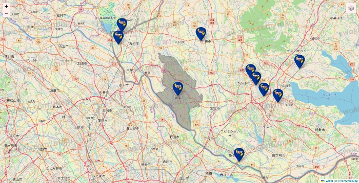 茨城県のカラオケBanBanの店舗地図