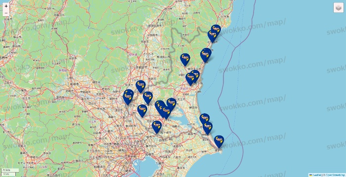茨城県のカラオケBanBanの店舗地図