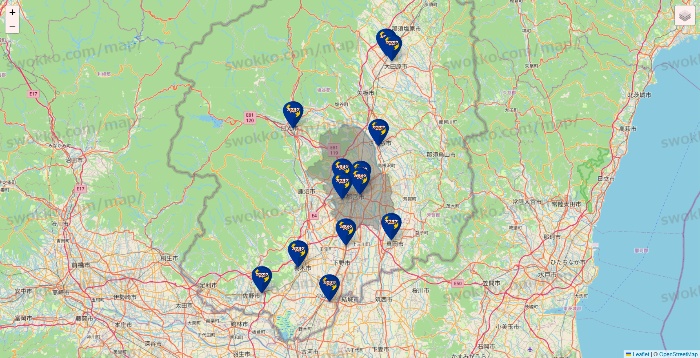 栃木県のカラオケBanBanの店舗地図