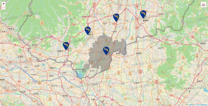 栃木県のカラオケBanBanの店舗地図