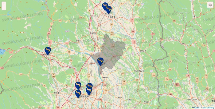 栃木県のカラオケBanBanの店舗地図