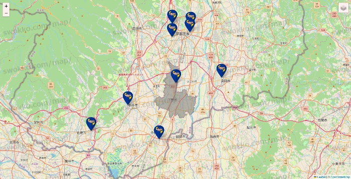 栃木県のカラオケBanBanの店舗地図