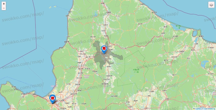 北海道のカラオケ館の店舗地図