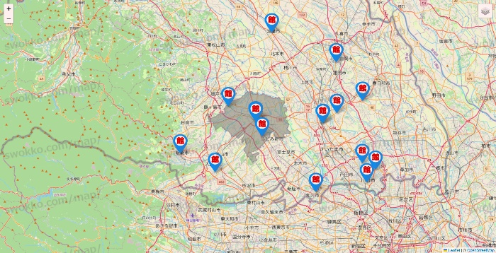 埼玉県のカラオケ館の店舗地図