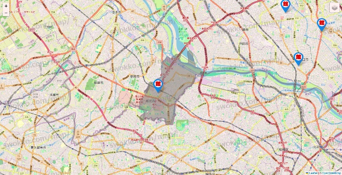 埼玉県のカラオケ館の店舗地図