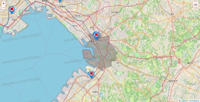 千葉県のカラオケ館の店舗地図