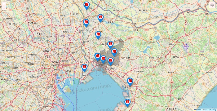 千葉県のカラオケ館の店舗地図