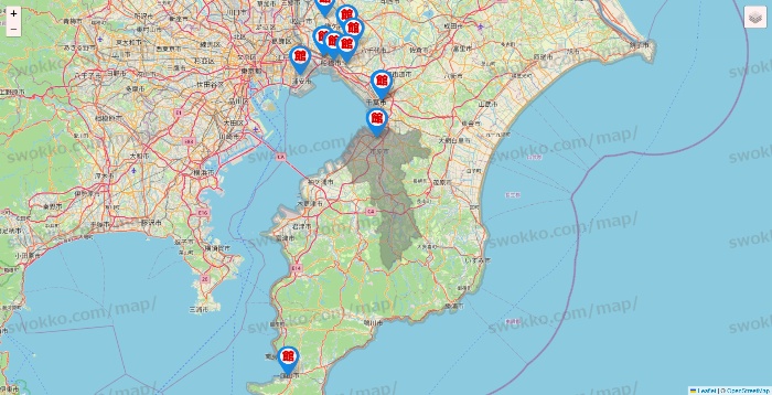 千葉県のカラオケ館の店舗地図