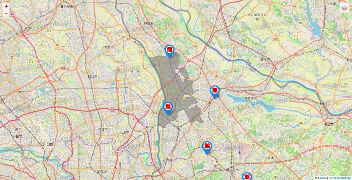 千葉県のカラオケ館の店舗地図