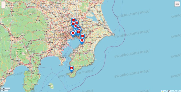千葉県のカラオケ館の店舗地図