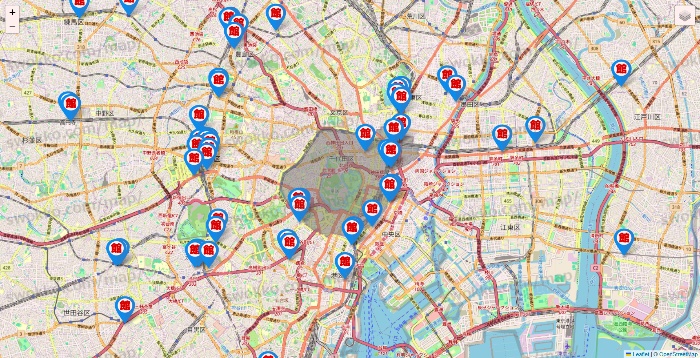 東京都のカラオケ館の店舗地図