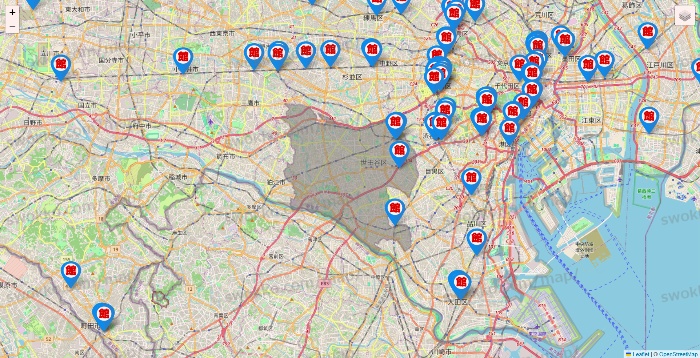 東京都のカラオケ館の店舗地図