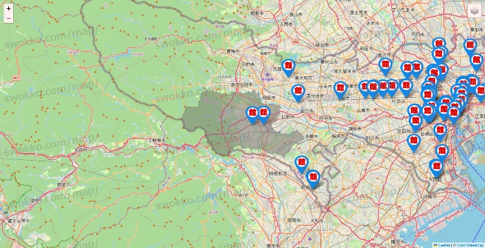 東京都のカラオケ館の店舗地図