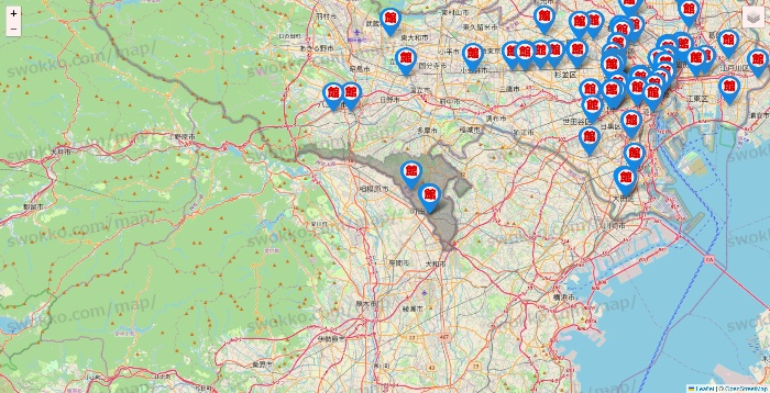 東京都のカラオケ館の店舗地図