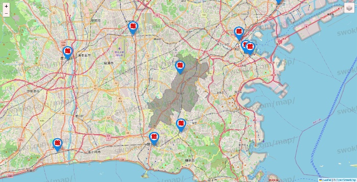 神奈川県のカラオケ館の店舗地図