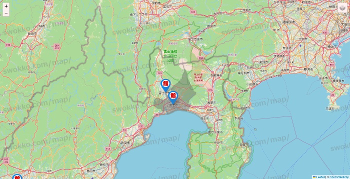 静岡県のカラオケ館の店舗地図