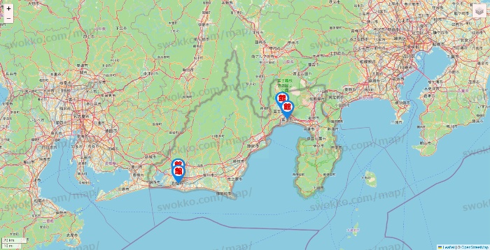 静岡県のカラオケ館の店舗地図