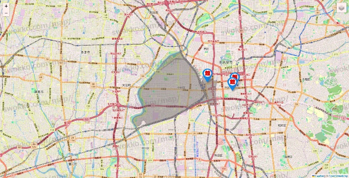 愛知県のカラオケ館の店舗地図