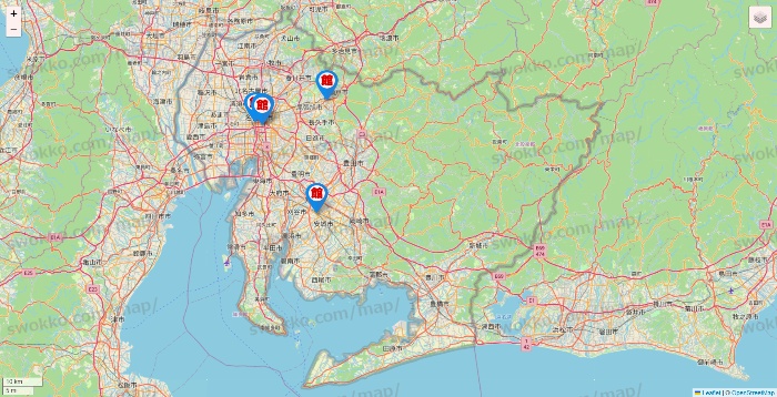 愛知県のカラオケ館の店舗地図