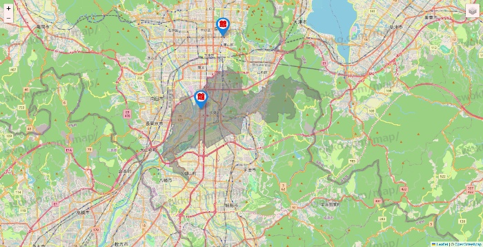 京都府のカラオケ館の店舗地図