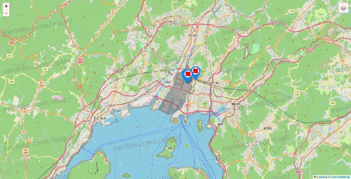 広島県のカラオケ館の店舗地図