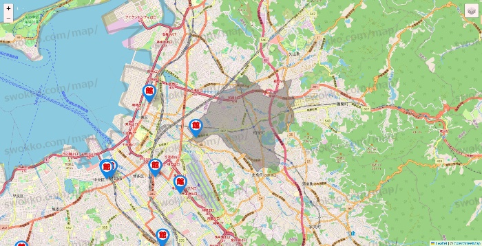 福岡県のカラオケ館の店舗地図