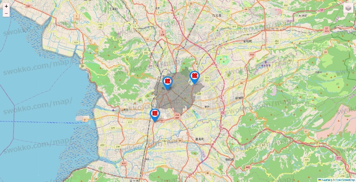 熊本県のカラオケ館の店舗地図