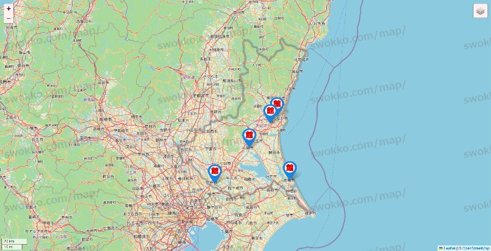 茨城県のカラオケ館の店舗地図