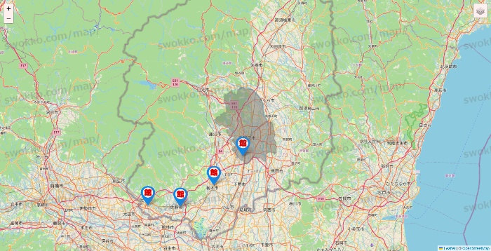 栃木県のカラオケ館の店舗地図