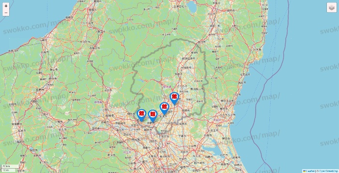 栃木県のカラオケ館の店舗地図