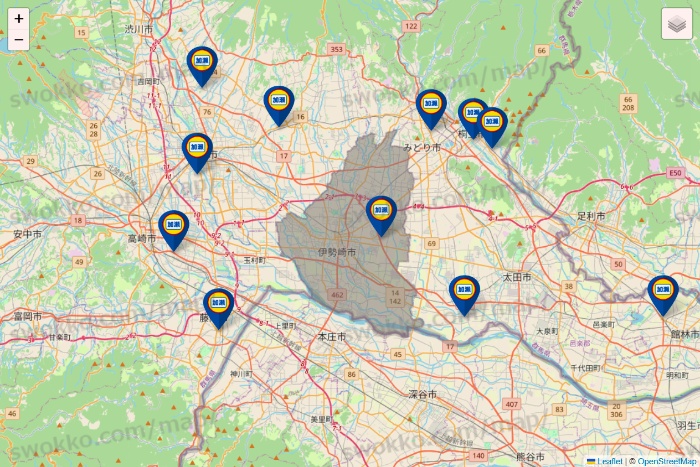 群馬県の加瀬のレンタルボックスの店舗地図