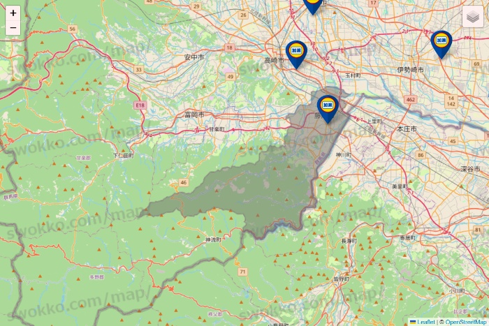 群馬県の加瀬のレンタルボックスの店舗地図