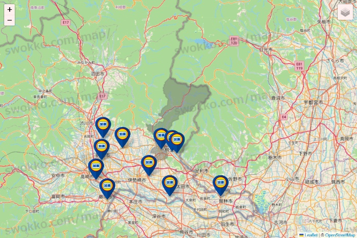 群馬県の加瀬のレンタルボックスの店舗地図