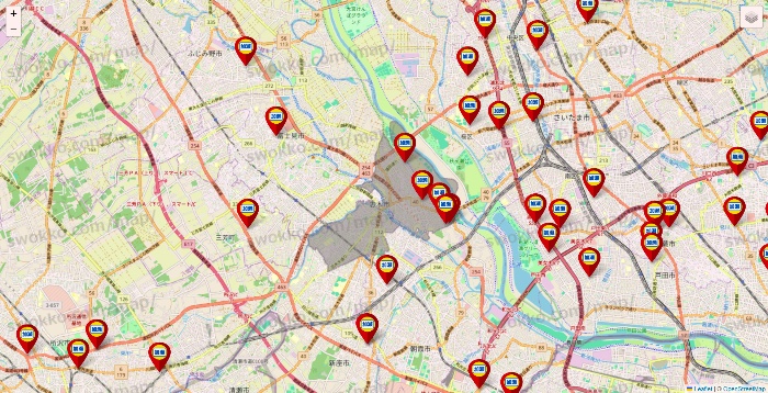 埼玉県の加瀬のレンタルボックスの店舗地図