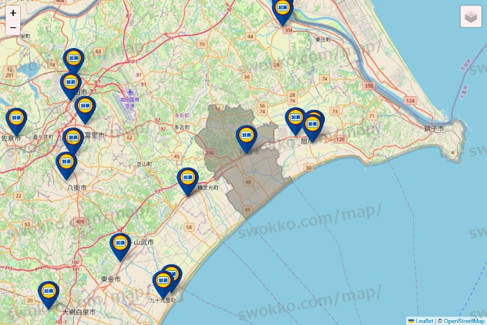 千葉県の加瀬のレンタルボックスの店舗地図