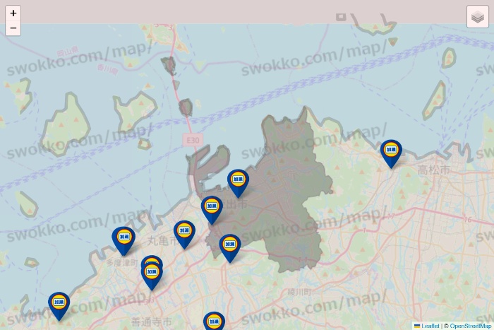 香川県の加瀬のレンタルボックスの店舗地図
